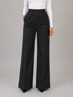 Women's Tailored Trousers with High Waist Cuffs