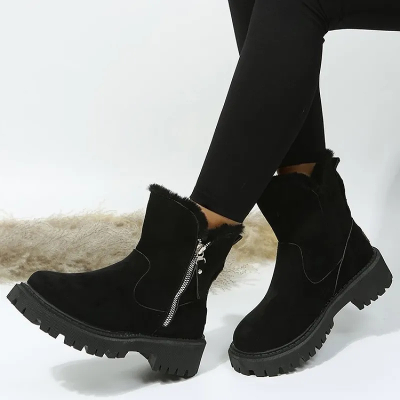 Women's Taupe Suede Winter Boots – Faux Fur Lined Ankle Boots