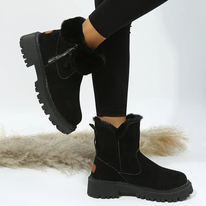 Women's Taupe Suede Winter Boots – Faux Fur Lined Ankle Boots