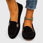 Women's Teal Suede Loafers - Comfortable Slip-On Flat Shoes