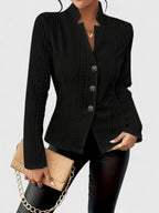 Women's Textured Blazer Jacket - Button Closure