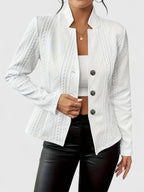 Women's Textured Blazer Jacket - Button Closure