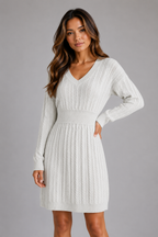 Women's Textured Cable Dress with Shirred Waist