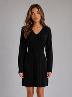 Women's Textured Cable Dress with Shirred Waist