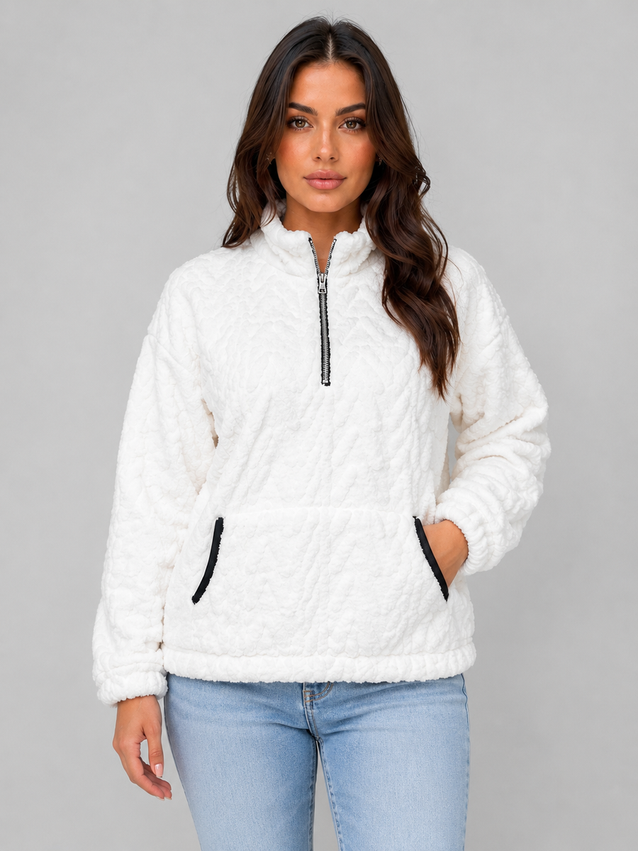 Women’s Textured Pullover with Half Zip Front