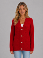 Women's V-Neck Cardigan with Button Front