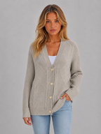Women's V-Neck Cardigan with Button Front