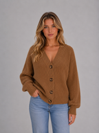 Women’s V-Neck Cardigan with Button Front Fastening