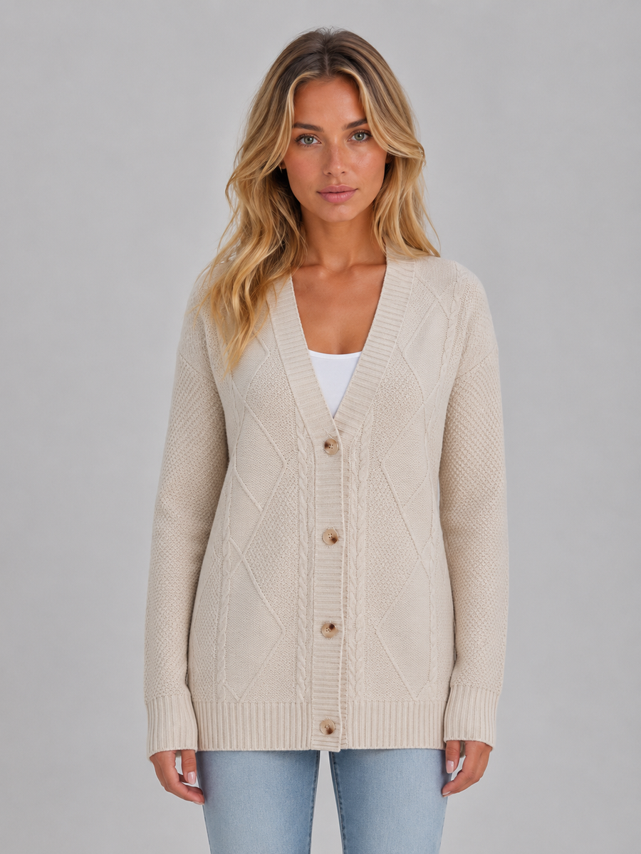 Women's V-Neck Cardigan with Button Front