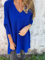 Women’s V-Neck Knit Sweater with Relaxed Fit