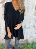 Women’s V-Neck Knit Sweater with Relaxed Fit