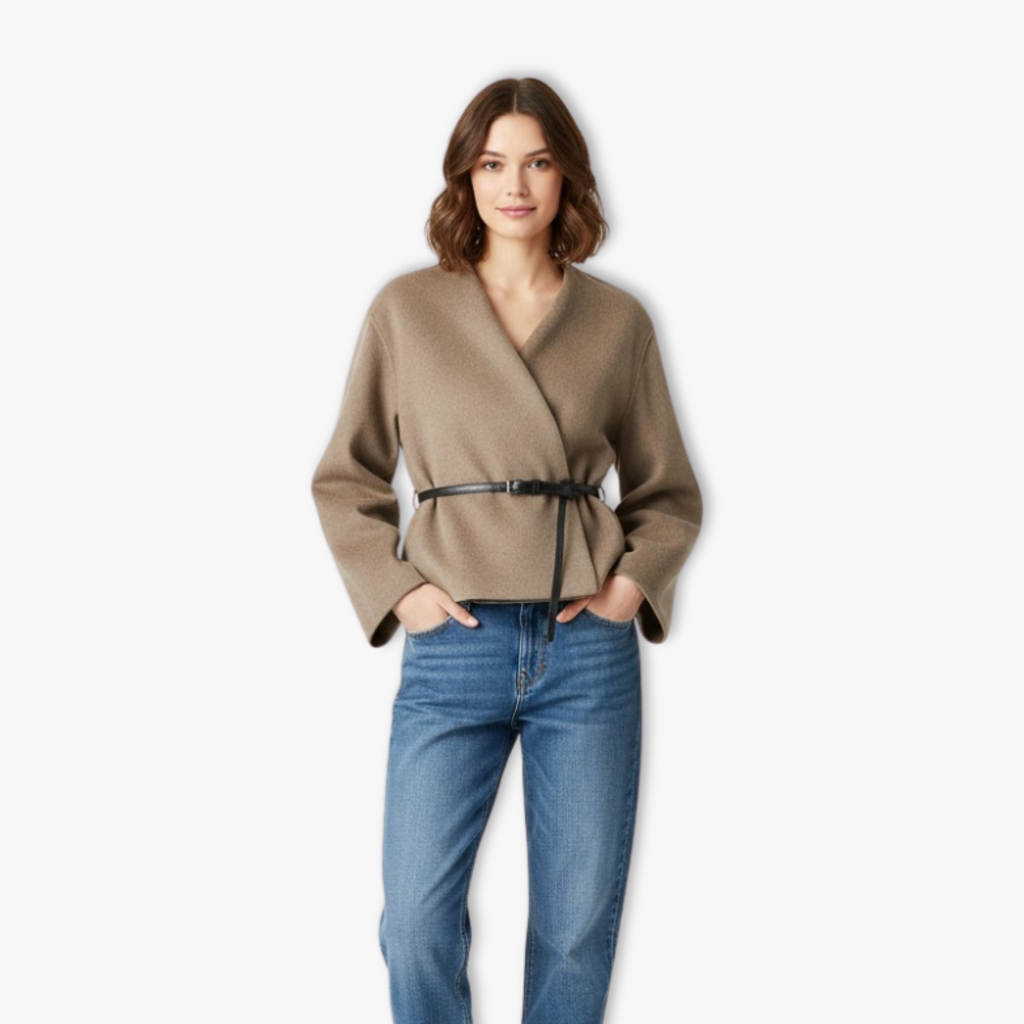 Women’s V-Neck Wrap Jacket with Black Belt