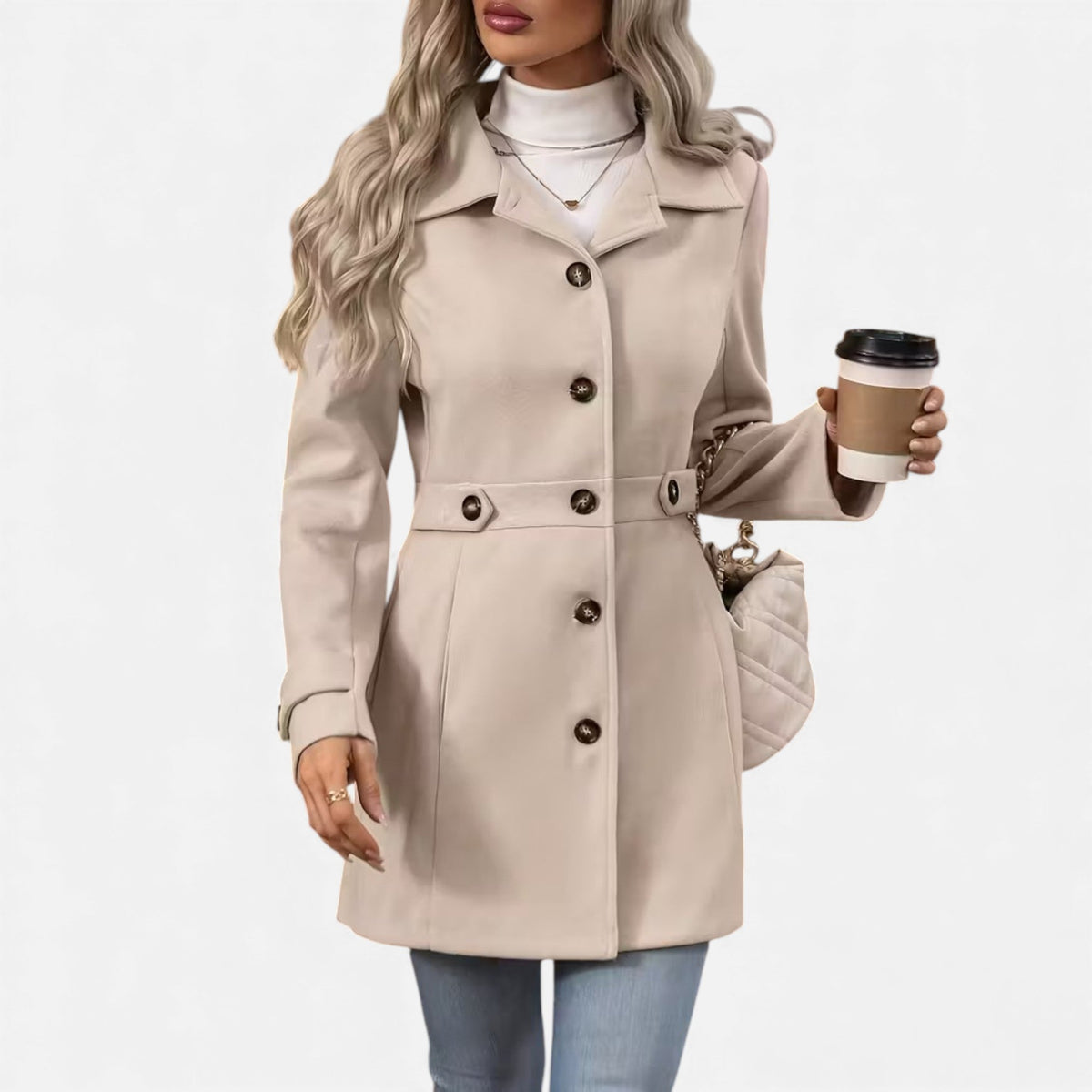 Margot | Belted Wool Coat with Wide Lapel