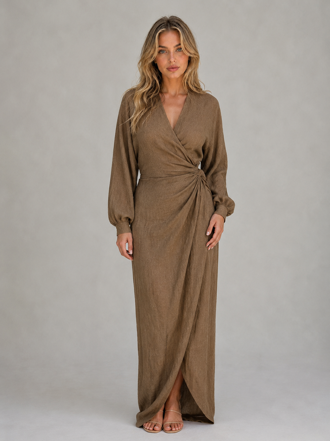 Women’s Wrap Dress with Ruched Side Cuffs