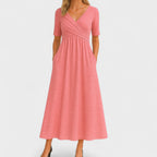 Women’s Wrap Midi Dress - Draped Waist