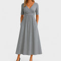 Women’s Wrap Midi Dress - Draped Waist