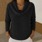 Women’s Waffle Knit Sweater with Cowl Neck