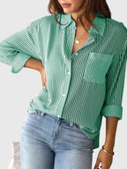 Women’s Striped Collared Shirt with Versatile Design