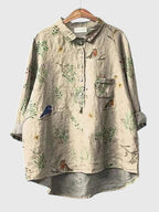 Women’s Floral Print Blouse with Button Placket