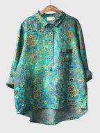 Women’s Floral Print Blouse with Button Placket
