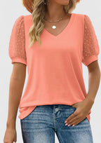 Women’s V-Neck Top with Sheer Sleeves