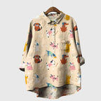Women’s Elva Blouse with Dog Motifs