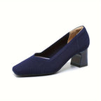 Women's Square Toe Chunky Low Heels