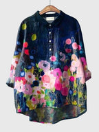 Women’s Floral Print Blouse with Button Placket