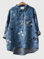 Women’s Floral Print Blouse with Button Placket