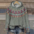 Women’s Comfortable Hoodie with Colorful Jacquard Pattern