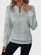 Nora | Women’s Cable Knit Sweater with Zipper
