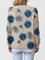 Aubrielynn | Women’s Floral Knit Sweater with V-Neck