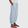 Women’s Striped Wide-Leg Pants with Buttons