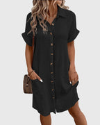 Women’s Relaxed Button-Front Dress with Pockets