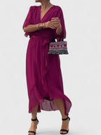 Nada | Women’s Elegant V Neck Dress with Fluidity