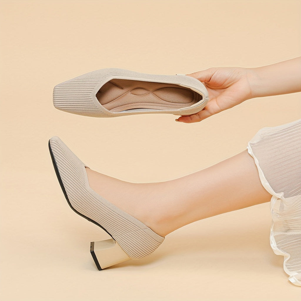 Women's Square Toe Chunky Low Heels