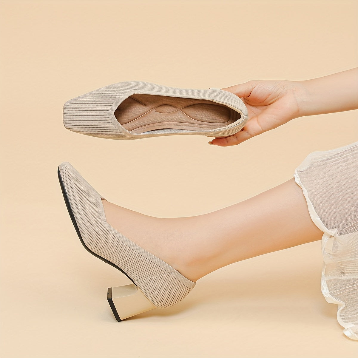Women's Square Toe Chunky Low Heels