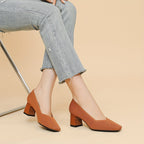 Women's Square Toe Chunky Low Heels