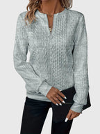 Nora | Women’s Cable Knit Sweater with Zipper