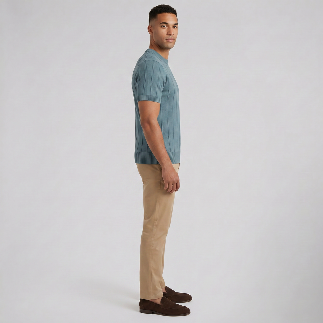 Men's Crew Neck T-Shirt – Ribbed Knit
