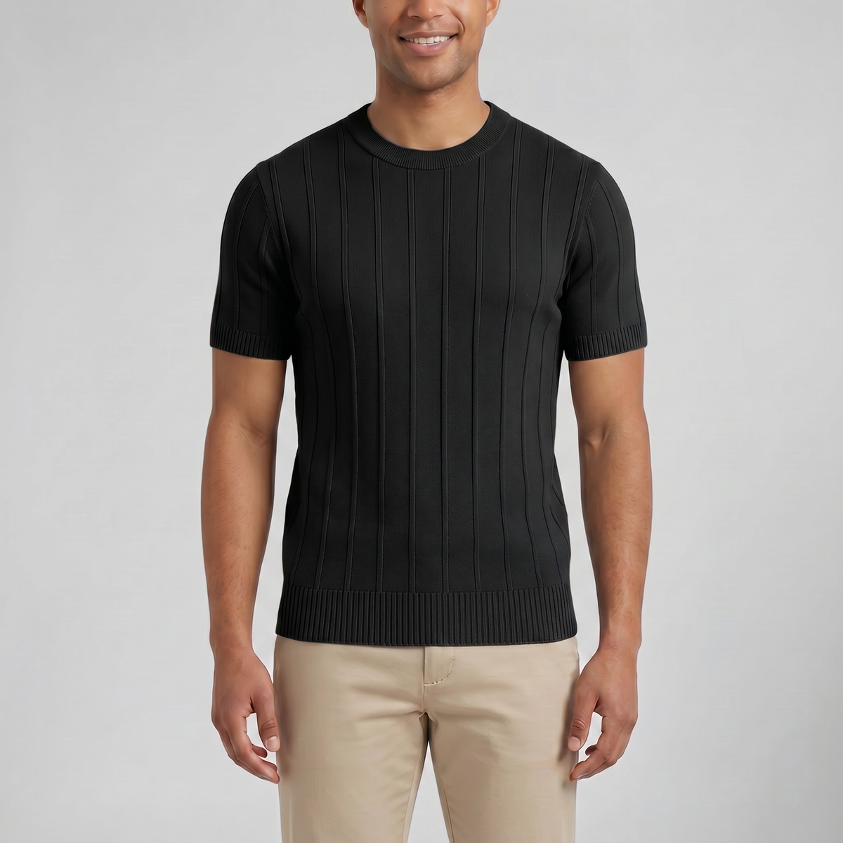 Men's Crew Neck T-Shirt – Ribbed Knit
