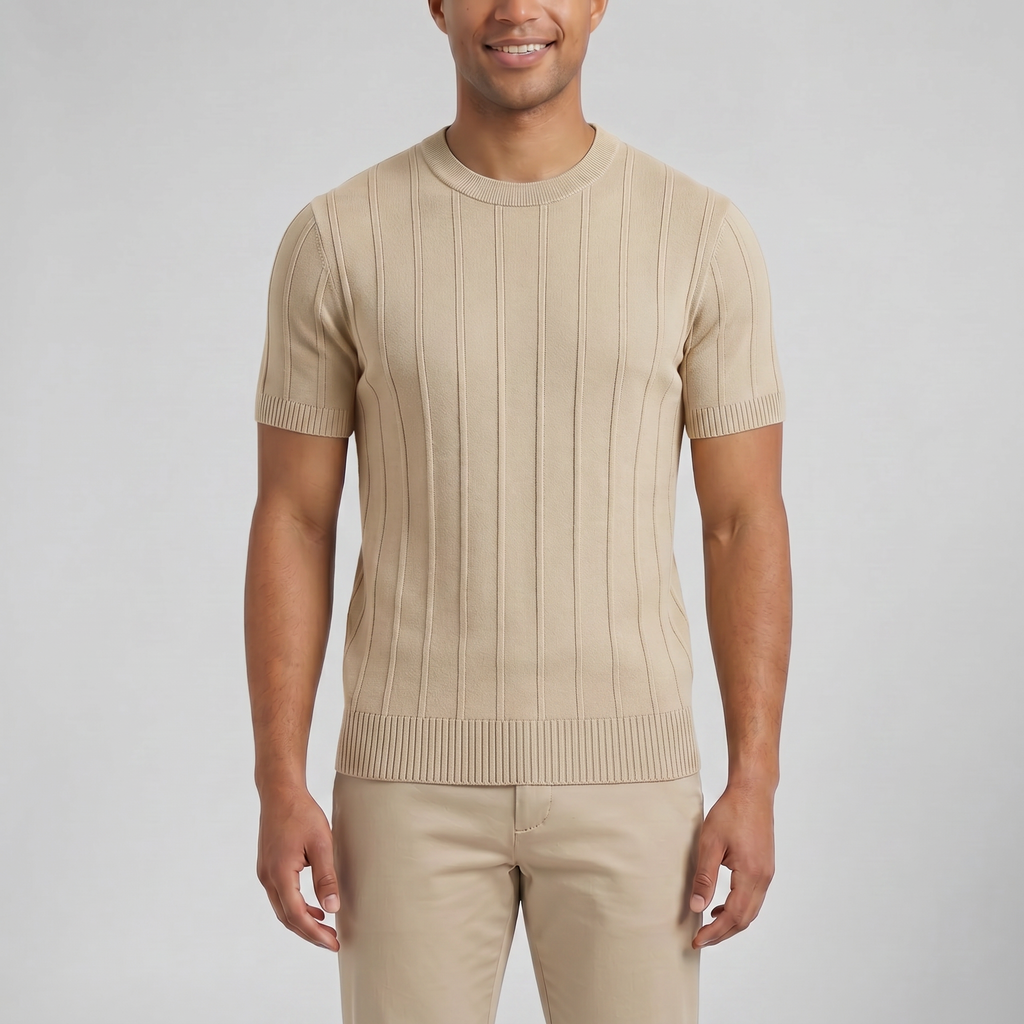 Men's Crew Neck T-Shirt – Ribbed Knit