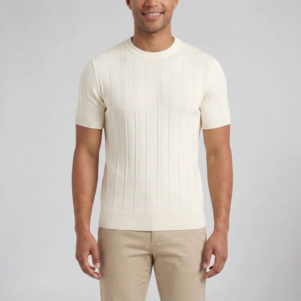 Men's Crew Neck T-Shirt – Ribbed Knit