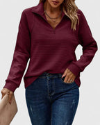 Women’s Ribbed Half-Zip Sweater with Cozy Knit