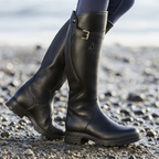 Women’s Knee-High Boots with Gold Buckles