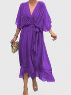 Nada | Women’s Elegant V Neck Dress with Fluidity