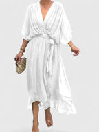 Nada | Women’s Elegant V Neck Dress with Fluidity