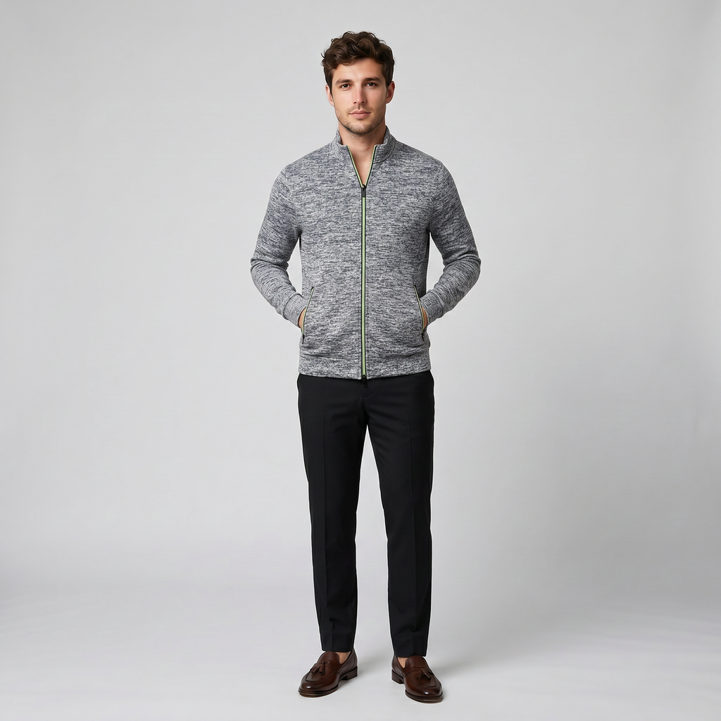 Men's Knit Jacket – High-Neck Zip-Up