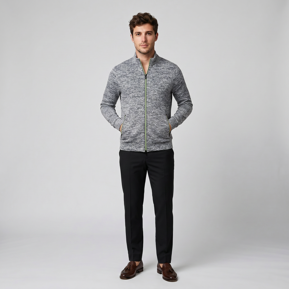 Men's Knit Jacket – High-Neck Zip-Up
