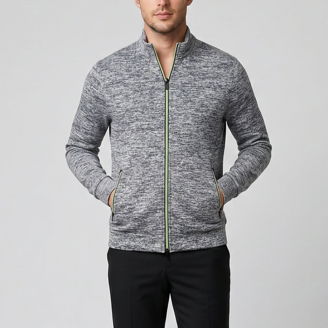 Men's Knit Jacket, High-Neck Zip-Up